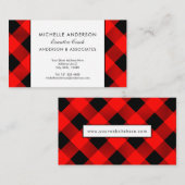 Carte De Visite Buffle rouge et noir Vérifier Consultant d'affaire (Devant / Derrière)