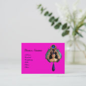 Carte De Visite Bug dame, Lapin, Monogramme en pierre bleue rose (Debout devant)