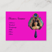 Carte De Visite Bug dame, Lapin, Monogramme en pierre bleue rose (Devant)