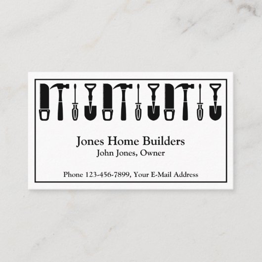 Carte De Visite Builder Contractor Construction Business Card (Devant)