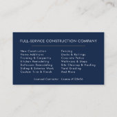 Carte De Visite Builder Navy Blue Gold Modern Construction  (Dos)