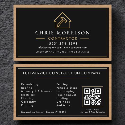 Carte De Visite Building Construction Black Gold Business Card