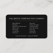 Carte De Visite Building Construction Black Gold Professional (Dos)