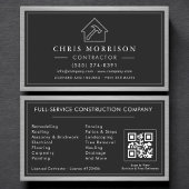 Carte De Visite Building Construction Black Silver Metal QR Code