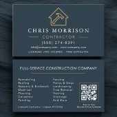 Carte De Visite Building Construction Blue Gold QR Code