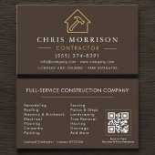 Carte De Visite Building Construction Brown Gold QR Code