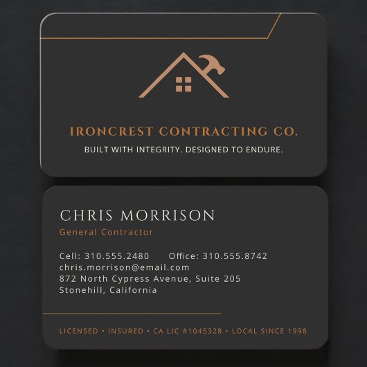 Carte De Visite Building Construction General Contractor