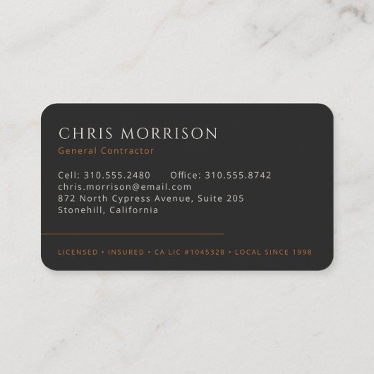 Carte De Visite Building Construction General Contractor (Dos)