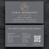 Carte De Visite Building Construction Gray Gold QR Code