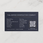 Carte De Visite Building Construction Navy Blue Slate Stone (Dos)