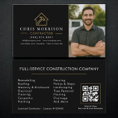 Carte De Visite Building Construction QR Code Photo Black Gold