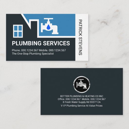 Carte De Visite Building Frame Leaking Plumbing Faucet (Devant / Derrière)