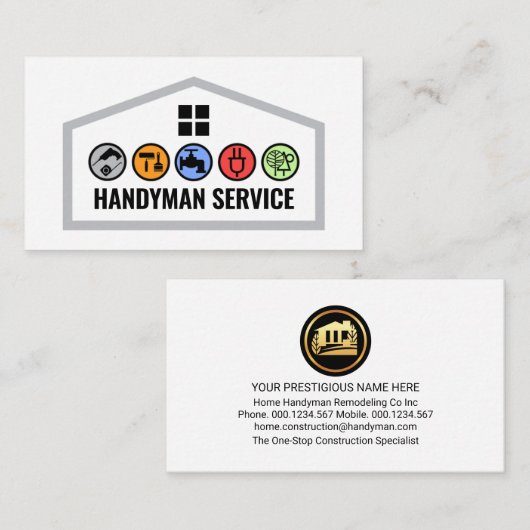 Carte De Visite Building Frame With Handyman Tools (Devant / Derrière)