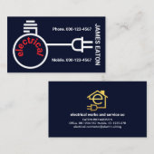 Carte De Visite Bulb Power Plug Electrical Wiring (Devant / Derrière)