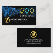 Carte De Visite Bulbe de courant électrique bleu (Devant / Derrière)