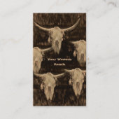 Carte De Visite Bull Cow Skull Western Pays Sepia Brown Russe (Devant)