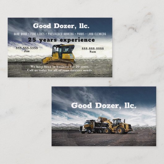 Carte de visite Bull Dozer (Devant / Derrière)