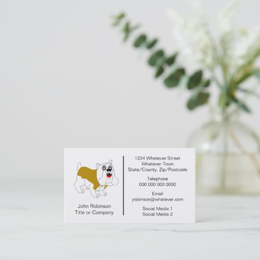 Carte De Visite Bulldog Design Boaring Kennels (Debout devant)