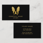 Carte De Visite Bulldog français avec Parties scintillant or (Devant / Derrière)