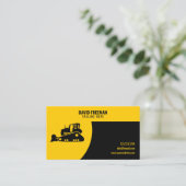 Carte De Visite Bulldozer de construction jaune et noir unique (Debout devant)