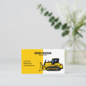 Carte De Visite Bulldozer de construction simple blanche et jaune (Debout devant)