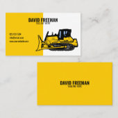 Carte De Visite Bulldozer de construction simple blanche et jaune (Devant / Derrière)