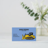 Carte De Visite Bulldozer de machine de construction bleu simple (Debout devant)