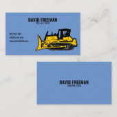 Carte De Visite Bulldozer de machine de construction bleu simple (Devant / Derrière)