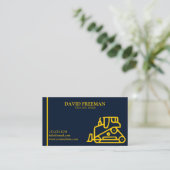 Carte De Visite Bulldozer d'équipement de construction bleu unique (Debout devant)