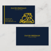 Carte De Visite Bulldozer d'équipement de construction bleu unique (Devant / Derrière)