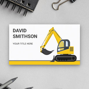 Carte De Visite Bulldozer d'excavation de construction blanc