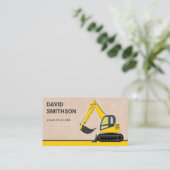 Carte De Visite Bulldozer Excavatrice Construction Burlap Rustique (Debout devant)
