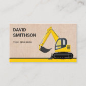 Carte De Visite Bulldozer Excavatrice Construction Burlap Rustique (Devant)