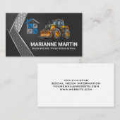 Carte De Visite Bulldozer | Icônes des services de l'entrepreneur (Devant / Derrière)
