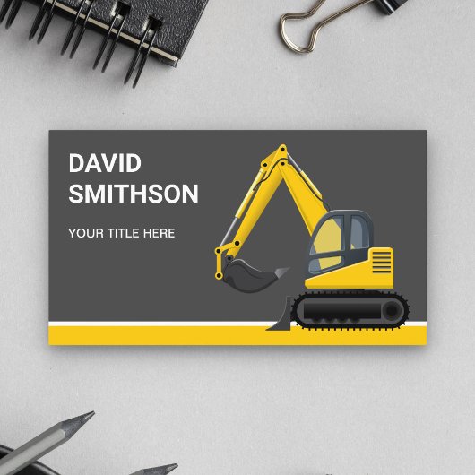 Carte De Visite Bulldozer niveleur de construction gris foncé