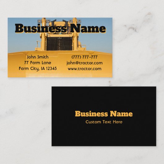 Carte De Visite Bulldozer noir (Devant / Derrière)