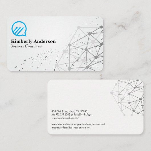 Carte De Visite Bulle Conversation | Arrière - plan réseau (Devant / Derrière)