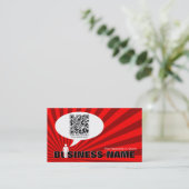 Carte De Visite bulle de la parole de code de qr (rayons rouges) (Debout devant)