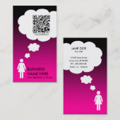 Carte De Visite bulle de pensée de code de qr (le rose se fanent) (Devant / Derrière)