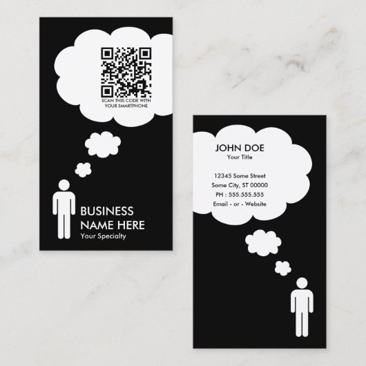 Carte De Visite bulle de pensée de code qr (Devant / Derrière)