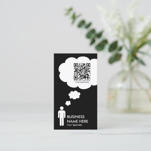 Carte De Visite bulle de pensée de code qr (Debout devant)