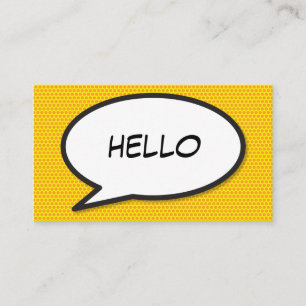 Carte De Visite Bulle de texte amusante HELLO Bande dessinée rétro