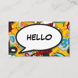 Carte De Visite Bulle de texte de bande dessinée drôle HELLO