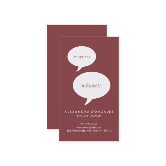 Carte De Visite Bulle faite sur commande de la parole de couleur (Devant/Arrière en situation)