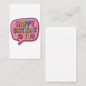 Carte De Visite Bulle Joyeux Anniversaire (Devant / Derrière)