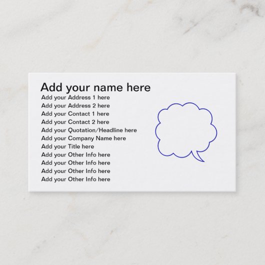 Carte De Visite Bulle vide #1 de la parole (Devant)