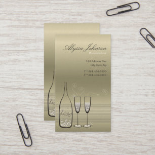 Carte De Visite Bulles d'argent Champagne Chefs chic moderne