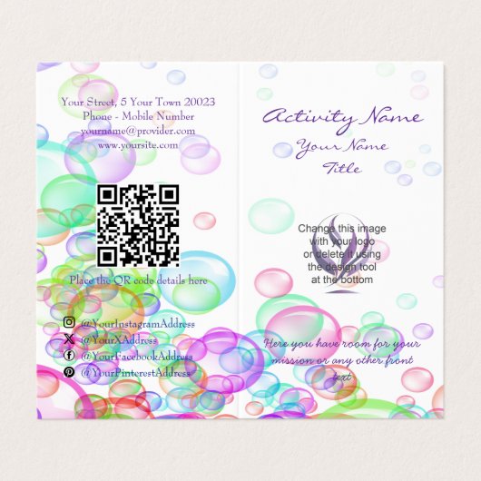 Carte De Visite Bulles de savon (Extérieur déplié)