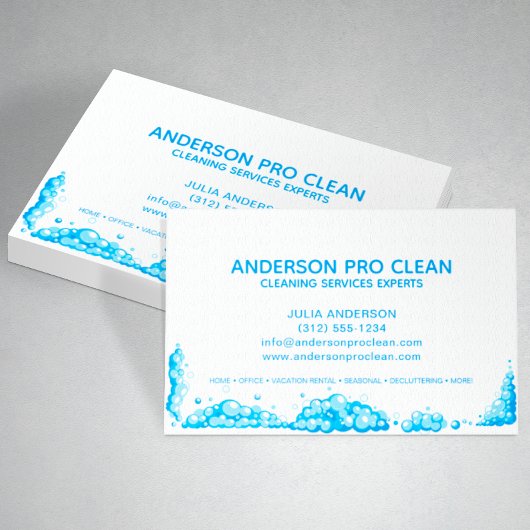 Carte De Visite Bulles de service de nettoyage Home & Office Pro
