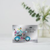 Carte De Visite Bulles modernes de mode de fille de scooter de (Debout devant)